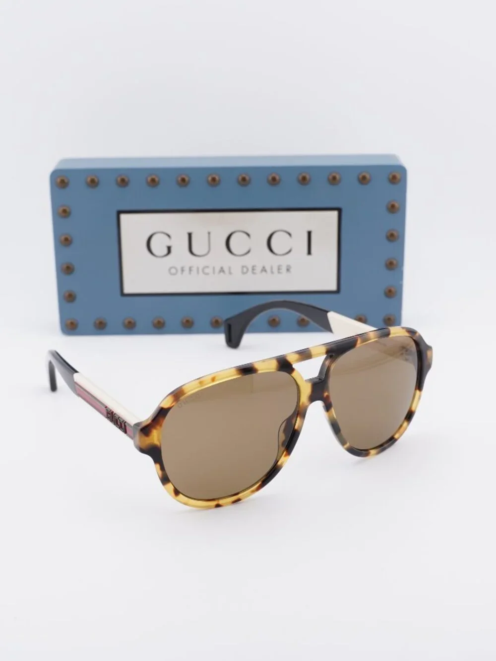 Gucci GG0463S 005 Aviator Sunglasses - Havana/Ivory\Brown